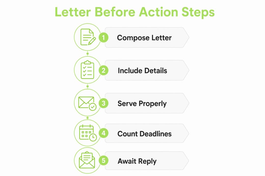 Infographic showing steps of letter before action process