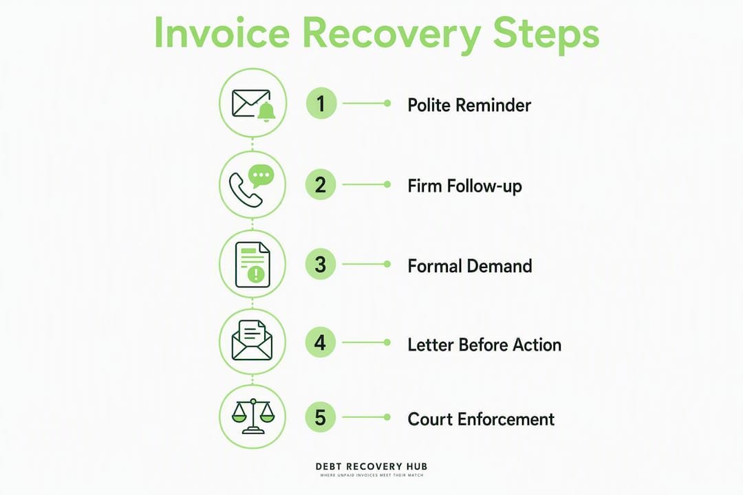 Infographic showing step-by-step invoice recovery process