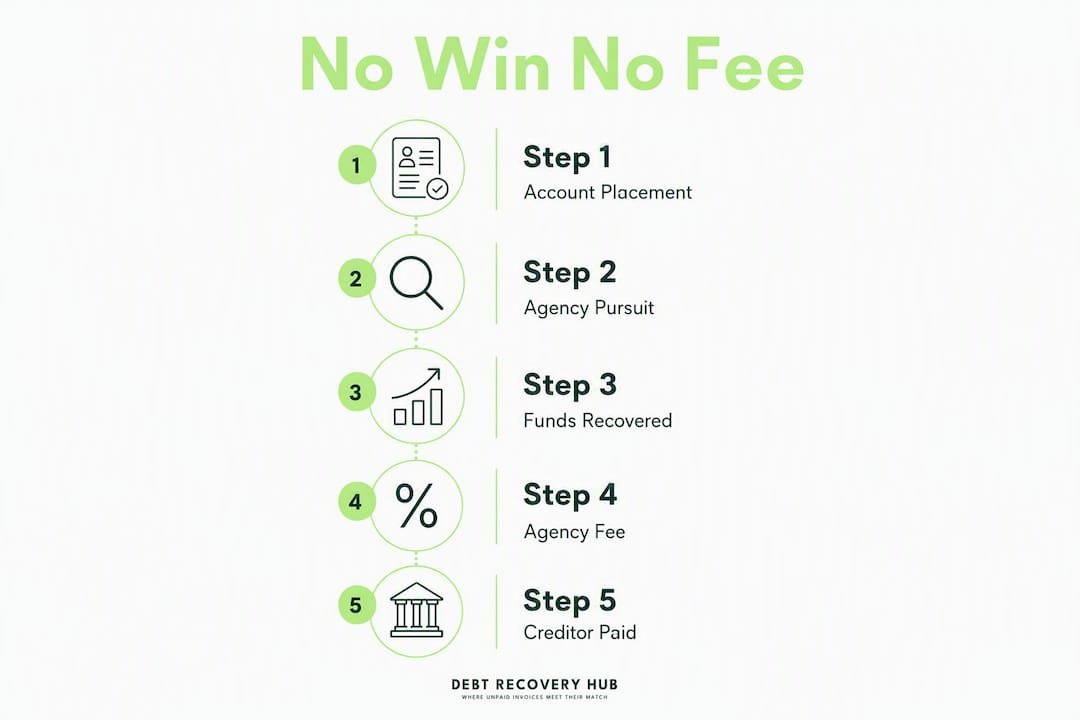 Infographic showing no win no fee process steps