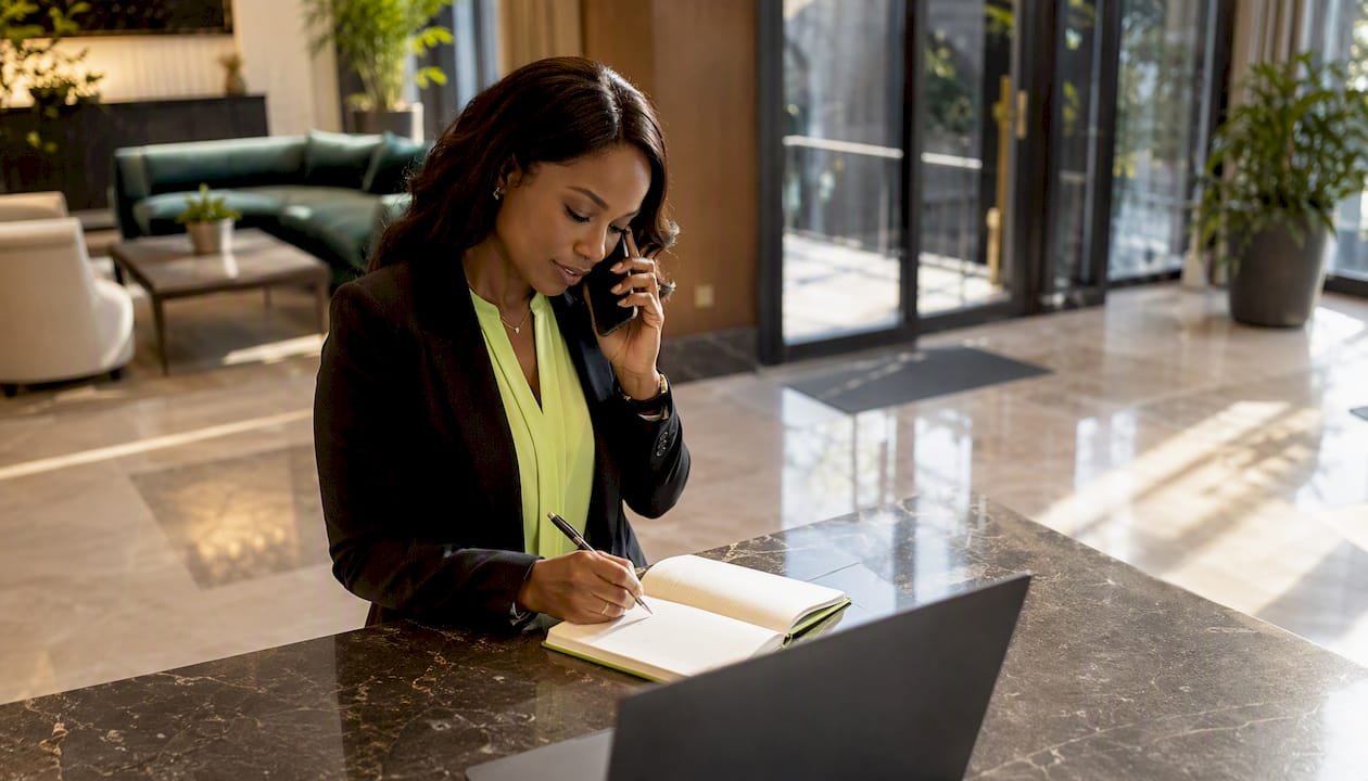 Property manager calling tenant about arrears